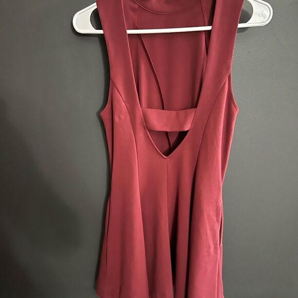Free People Mock Neck Sleevless Skater Dress Burgandy Size L, Fits Like a XS - Picture 7 of 13